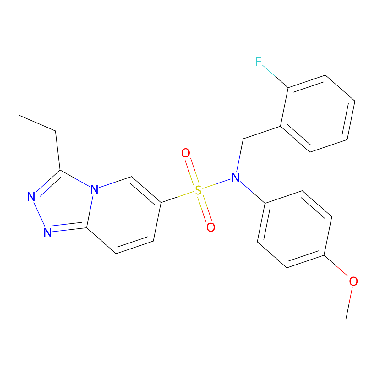 3-ethyl-N-[(2-fluorophenyl)methyl]-N-(4-methoxyphenyl)-[1,2,4]triazolo[4,3-a]pyridine-6-sulfonamide molecular structure, CAS 1251653-68-5