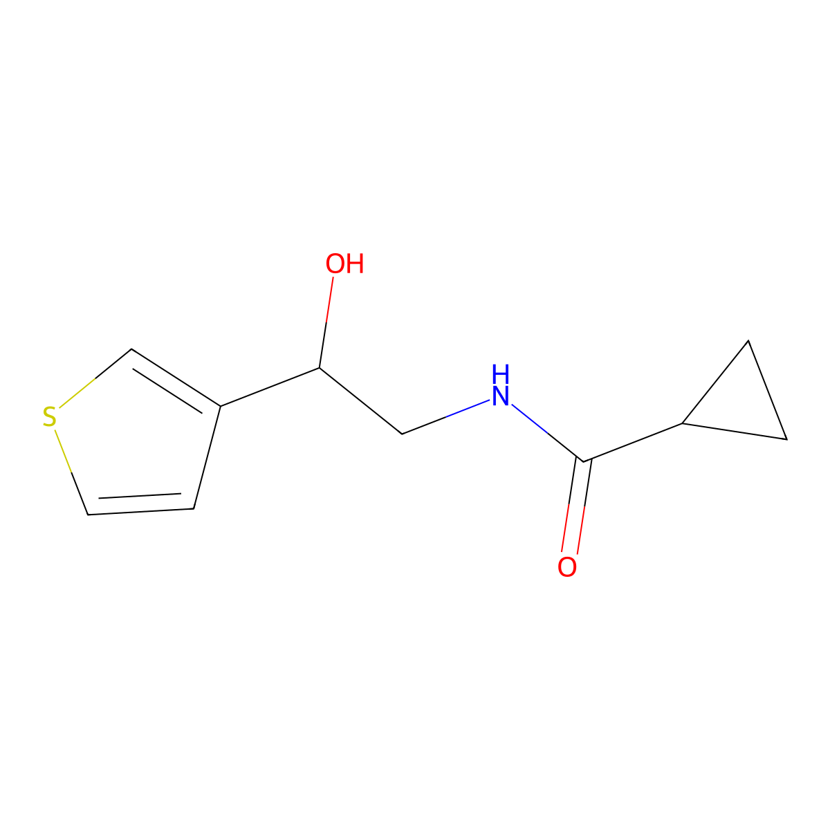 N-(2-hydroxy-2-(thiophen-3-yl)ethyl)cyclopropanecarboxamide molecular structure, CAS 1251654-22-4