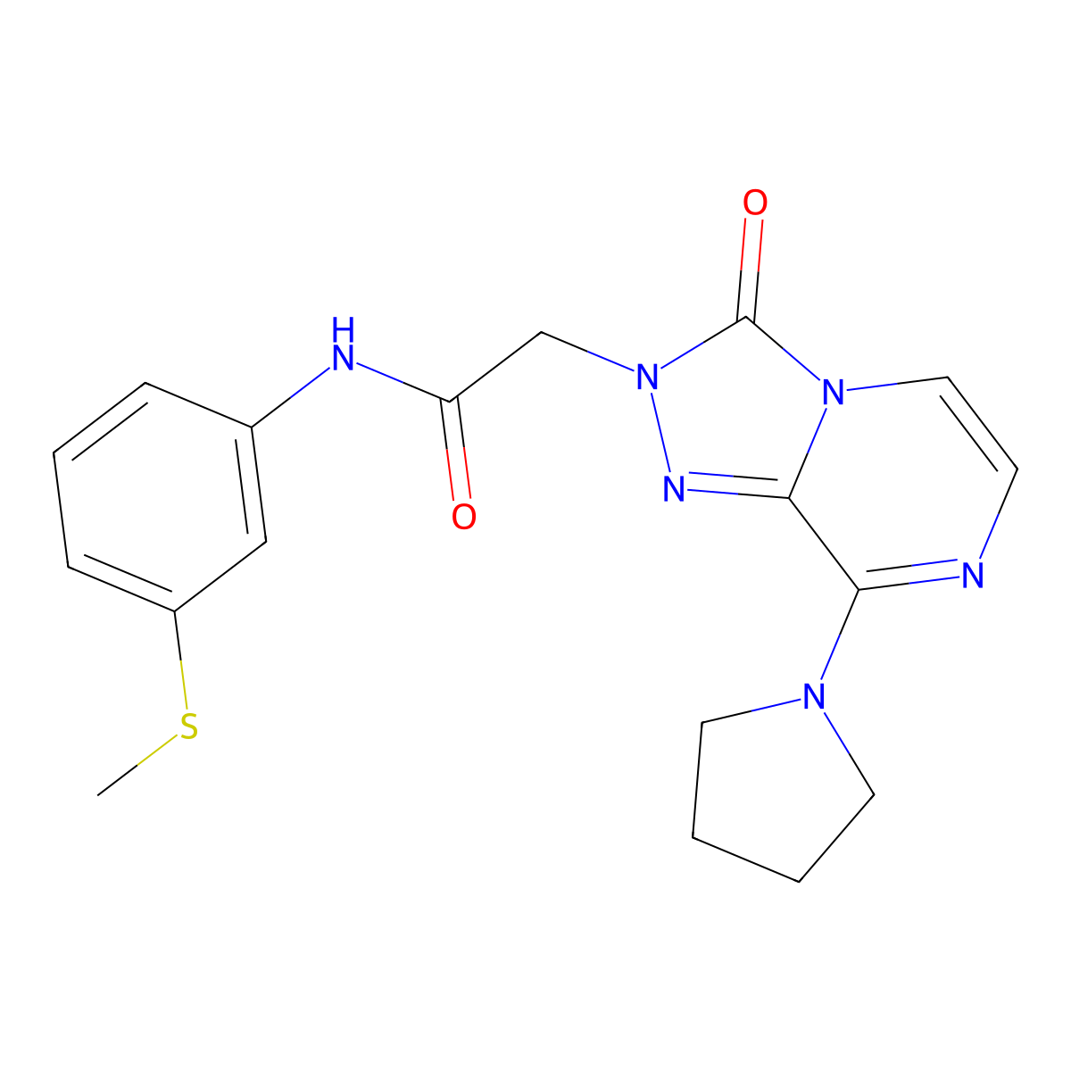 N-(3-(methylthio)phenyl)-2-(3-oxo-8-(pyrrolidin-1-yl)-[1,2,4]triazolo[4,3-a]pyrazin-2(3H)-yl)acetamide molecular structure, CAS 1251654-28-0