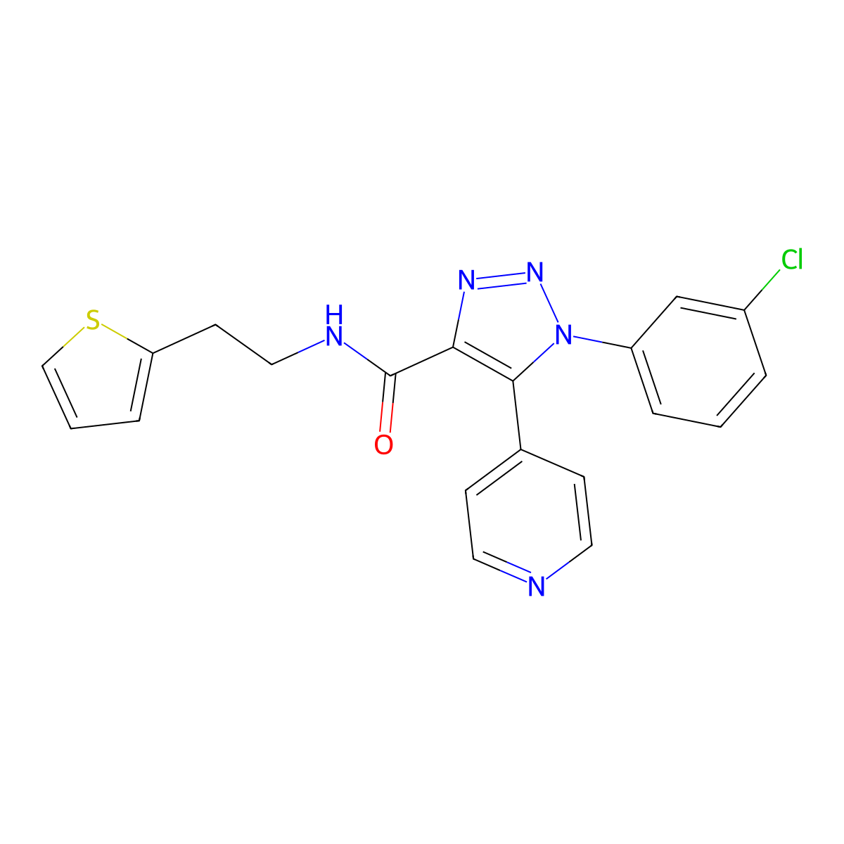 1-(3-chlorophenyl)-5-(pyridin-4-yl)-N-[2-(thiophen-2-yl)ethyl]-1H-1,2,3-triazole-4-carboxamide molecular structure, CAS 1251655-30-7