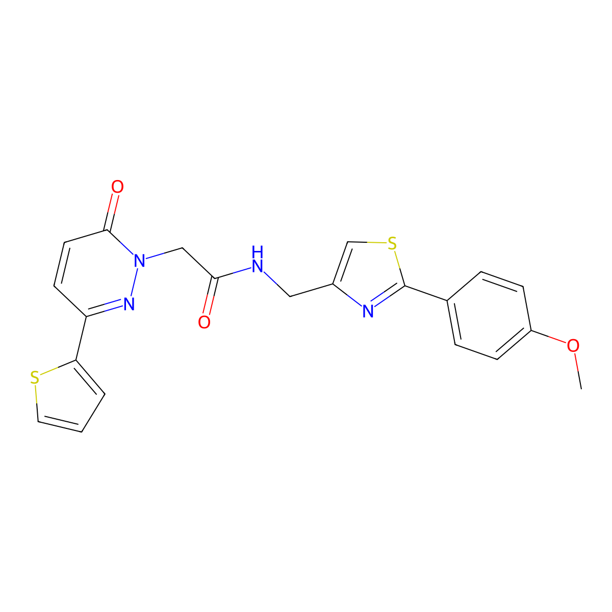 N-((2-(4-methoxyphenyl)thiazol-4-yl)methyl)-2-(6-oxo-3-(thiophen-2-yl)pyridazin-1(6H)-yl)acetamide molecular structure, CAS 1251655-45-4