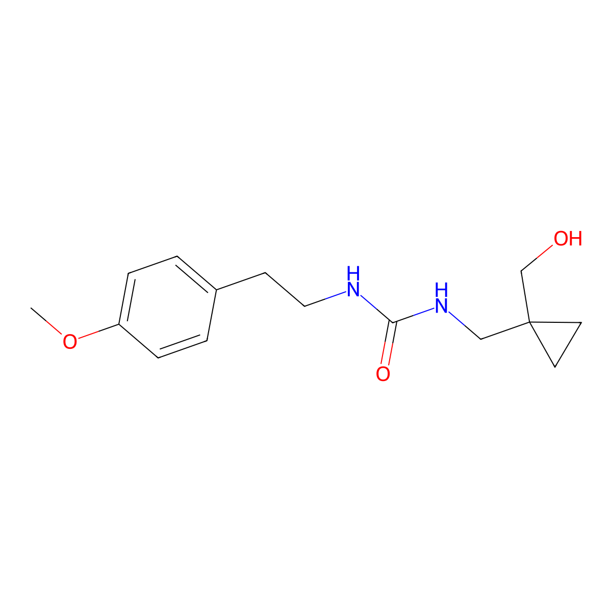1-((1-(Hydroxymethyl)cyclopropyl)methyl)-3-(4-methoxyphenethyl)urea molecular structure, CAS 1251655-47-6
