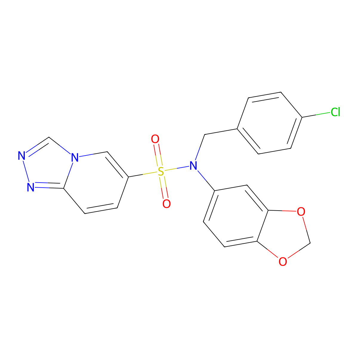 N-(2H-1,3-benzodioxol-5-yl)-N-[(4-chlorophenyl)methyl]-[1,2,4]triazolo[4,3-a]pyridine-6-sulfonamide molecular structure, CAS 1251655-99-8