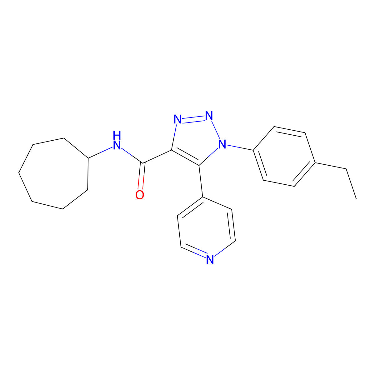 N-cycloheptyl-1-(4-ethylphenyl)-5-(pyridin-4-yl)-1H-1,2,3-triazole-4-carboxamide molecular structure, CAS 1251656-53-7