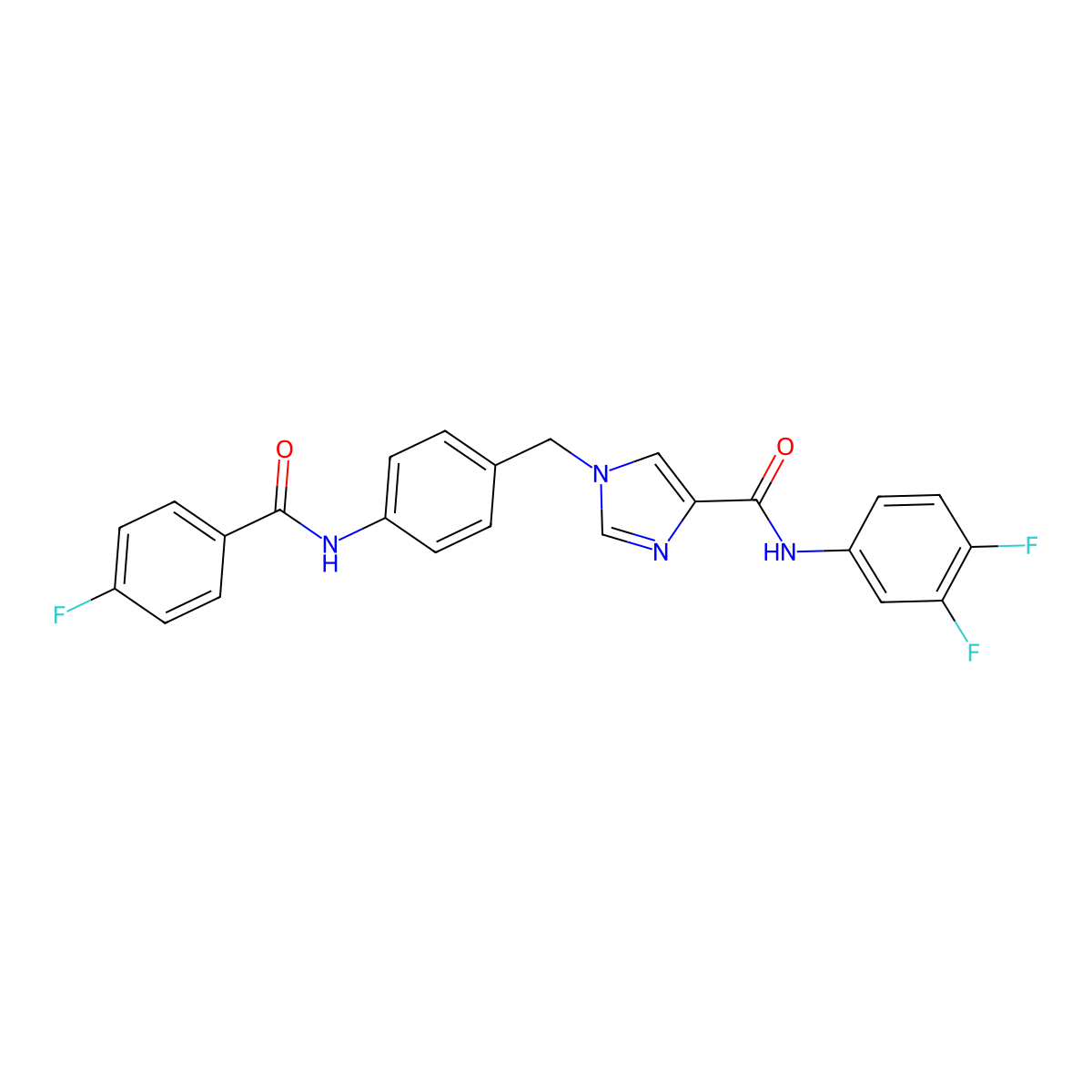 N-(3,4-difluorophenyl)-1-(4-(4-fluorobenzamido)benzyl)-1H-imidazole-4-carboxamide molecular structure, CAS 1251657-75-6