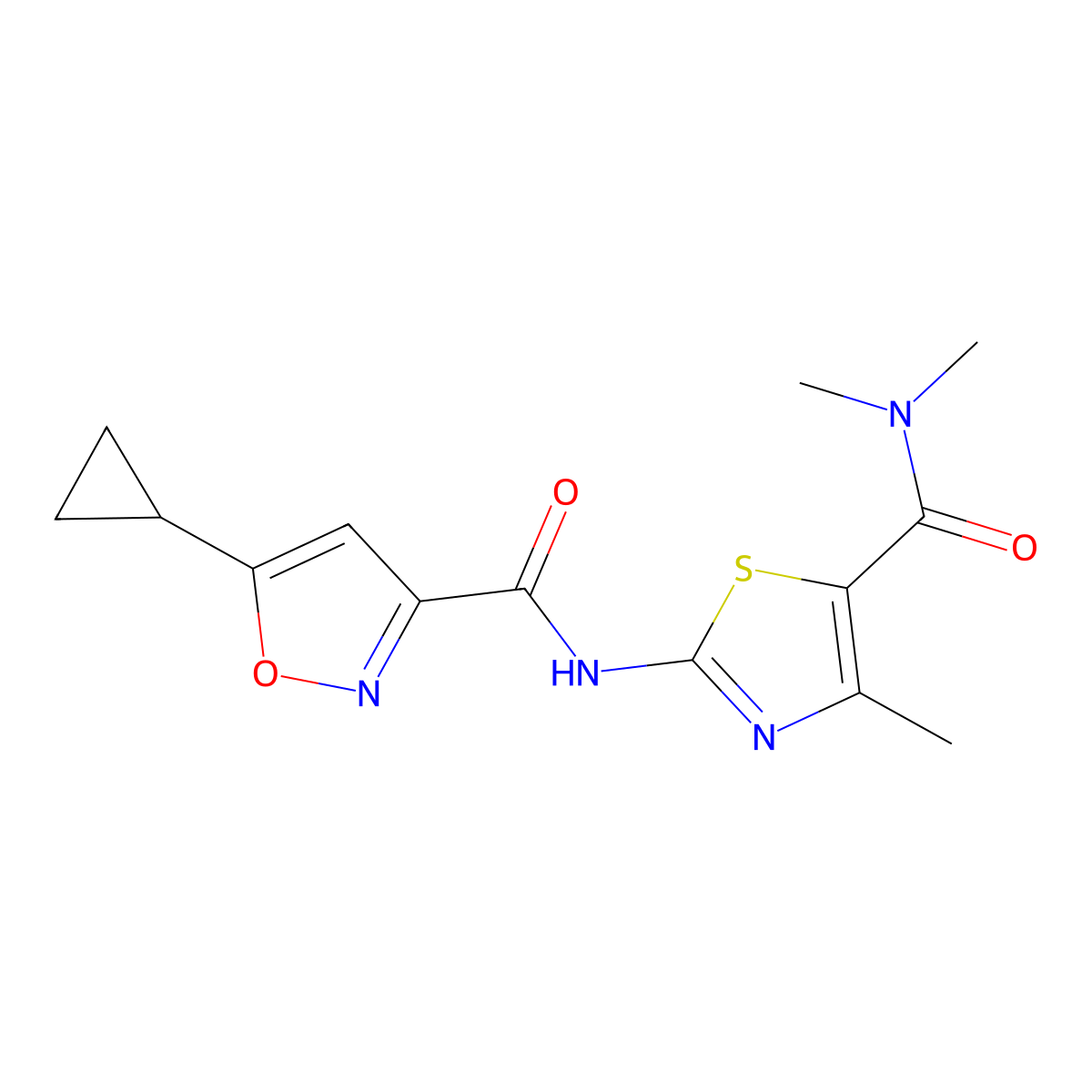 5-cyclopropyl-N-(5-(dimethylcarbamoyl)-4-methylthiazol-2-yl)isoxazole-3-carboxamide molecular structure, CAS 1251657-97-2