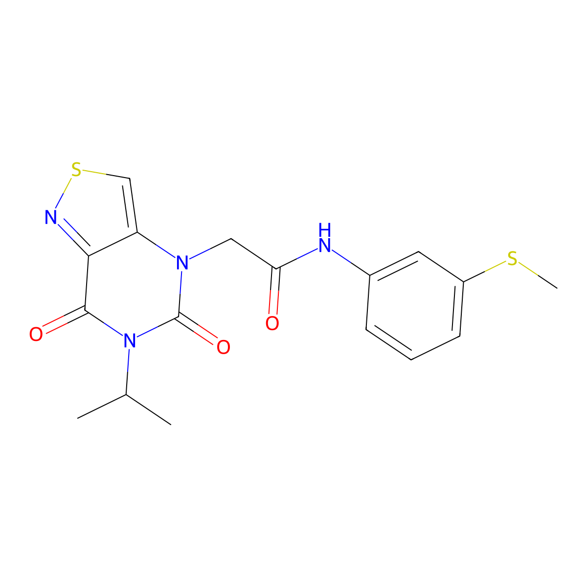 2-(6-isopropyl-5,7-dioxo-6,7-dihydroisothiazolo[4,3-d]pyrimidin-4(5H)-yl)-N-(3-(methylthio)phenyl)acetamide molecular structure, CAS 1251658-30-6