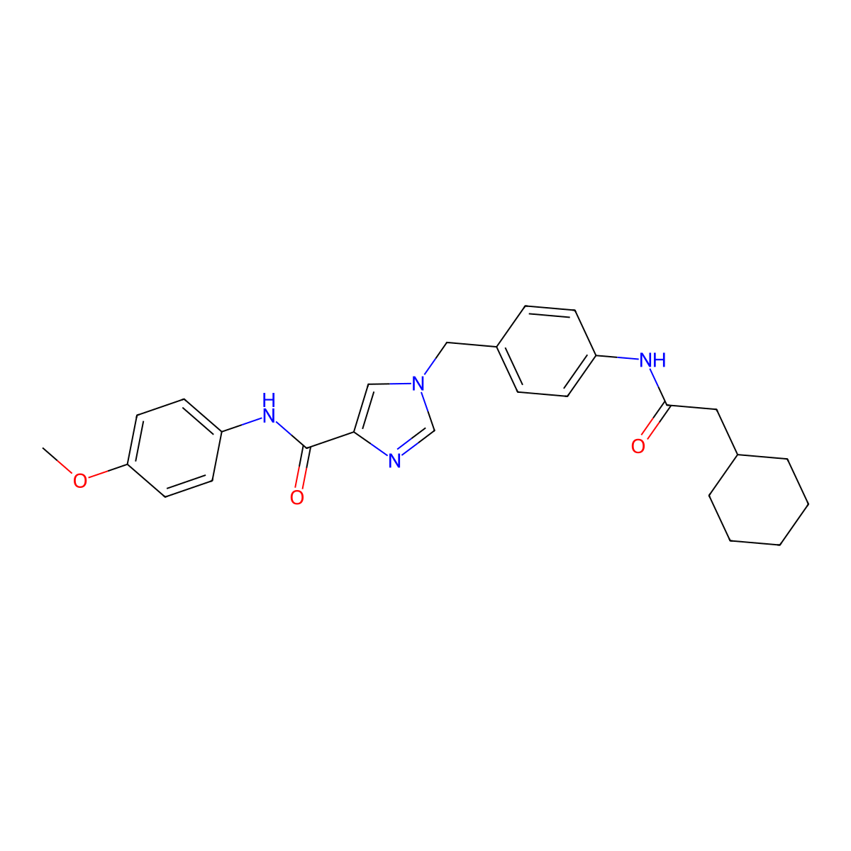 1-{[4-(2-cyclohexylacetamido)phenyl]methyl}-N-(4-methoxyphenyl)-1H-imidazole-4-carboxamide molecular structure, CAS 1251658-65-7
