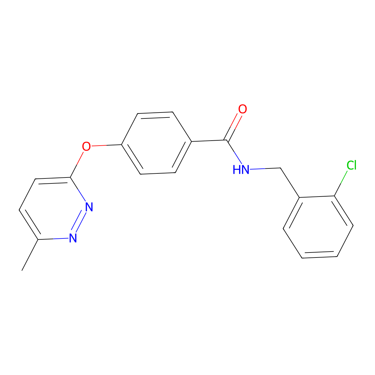 N-(2-chlorobenzyl)-4-((6-methylpyridazin-3-yl)oxy)benzamide molecular structure, CAS 1251658-88-4