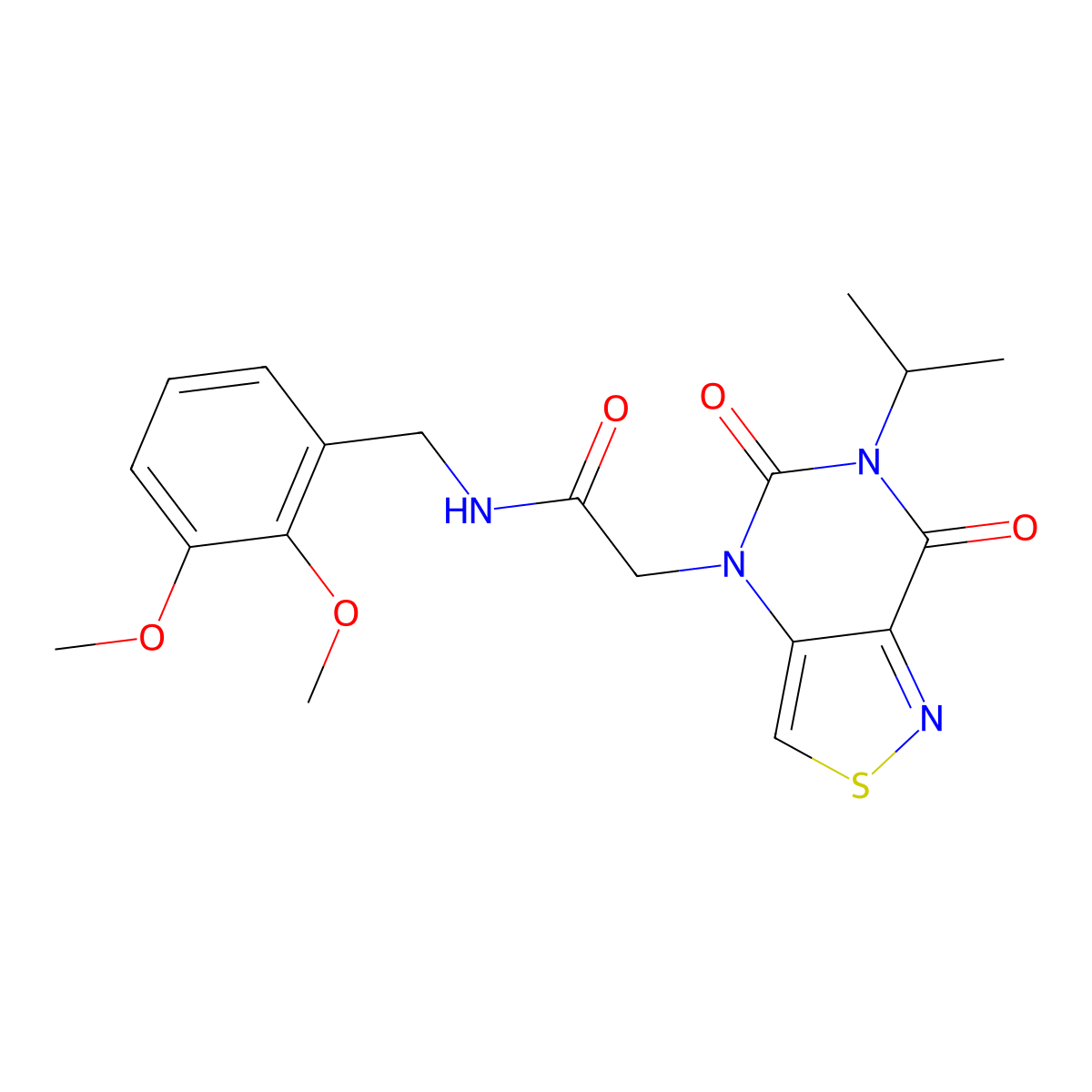 N-(2,3-dimethoxybenzyl)-2-(6-isopropyl-5,7-dioxo-6,7-dihydroisothiazolo[4,3-d]pyrimidin-4(5H)-yl)acetamide molecular structure, CAS 1251659-55-8