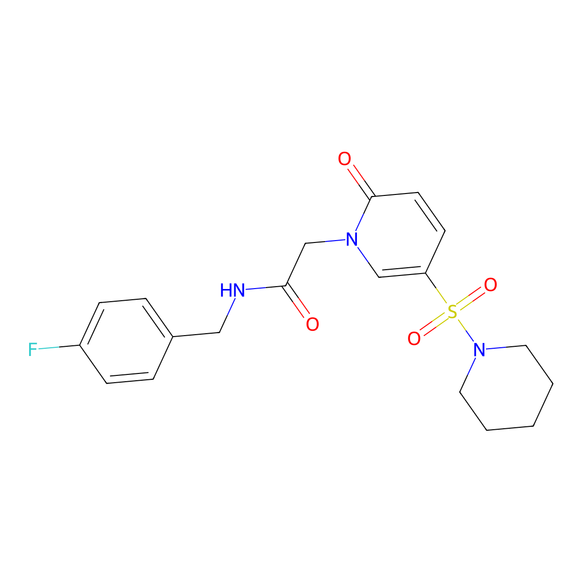 N-(4-fluorobenzyl)-2-(2-oxo-5-(piperidin-1-ylsulfonyl)pyridin-1(2H)-yl)acetamide molecular structure, CAS 1251659-57-0