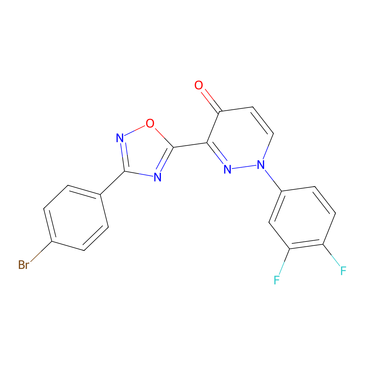 3-[3-(4-Bromophenyl)-1,2,4-oxadiazol-5-yl]-1-(3,4-difluorophenyl)-1,4-dihydropyridazin-4-one molecular structure, CAS 1251660-35-1