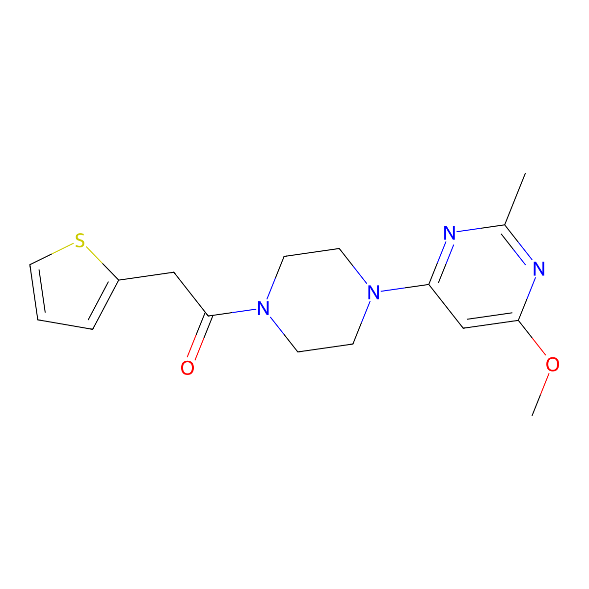 1-(4-(6-Methoxy-2-methylpyrimidin-4-yl)piperazin-1-yl)-2-(thiophen-2-yl)ethanone molecular structure, CAS 1251660-37-3
