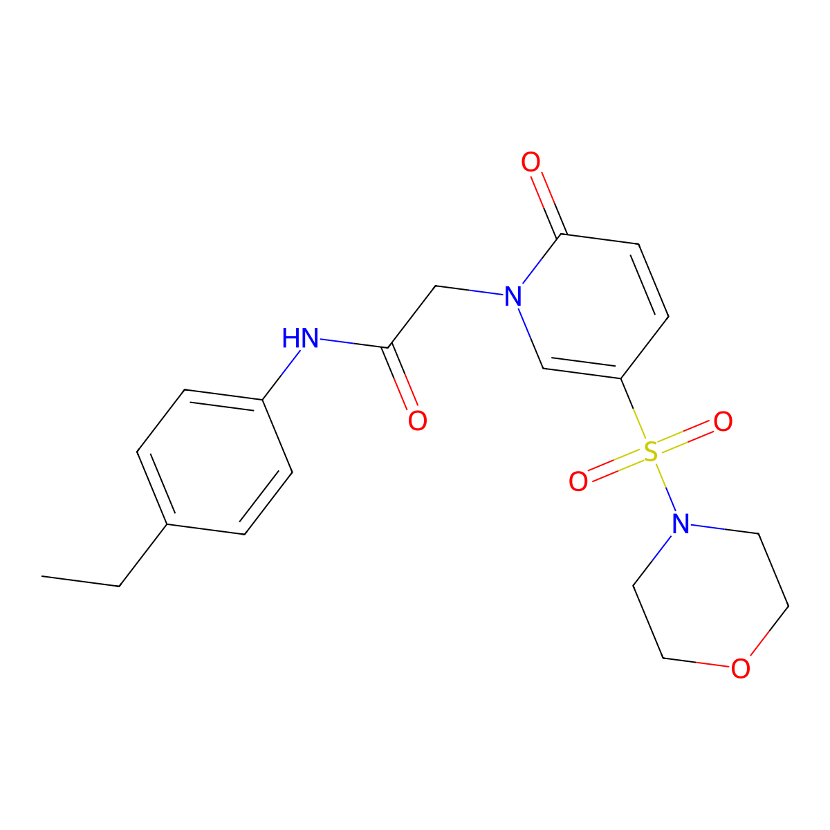 N-(4-ethylphenyl)-2-[5-(morpholin-4-ylsulfonyl)-2-oxopyridin-1(2H)-yl]acetamide molecular structure, CAS 1251660-67-9