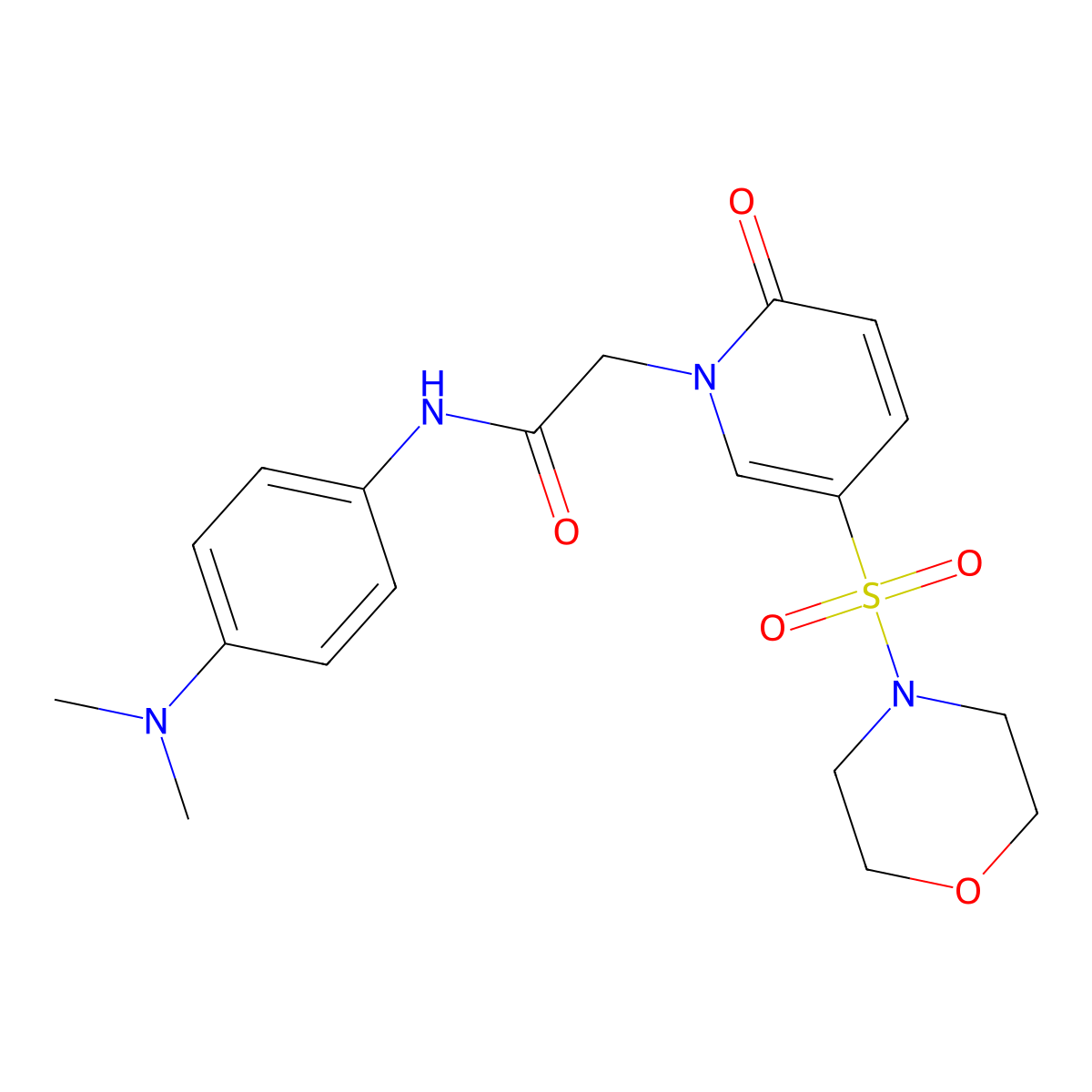 N-[4-(dimethylamino)phenyl]-2-[5-(morpholine-4-sulfonyl)-2-oxo-1,2-dihydropyridin-1-yl]acetamide molecular structure, CAS 1251661-47-8