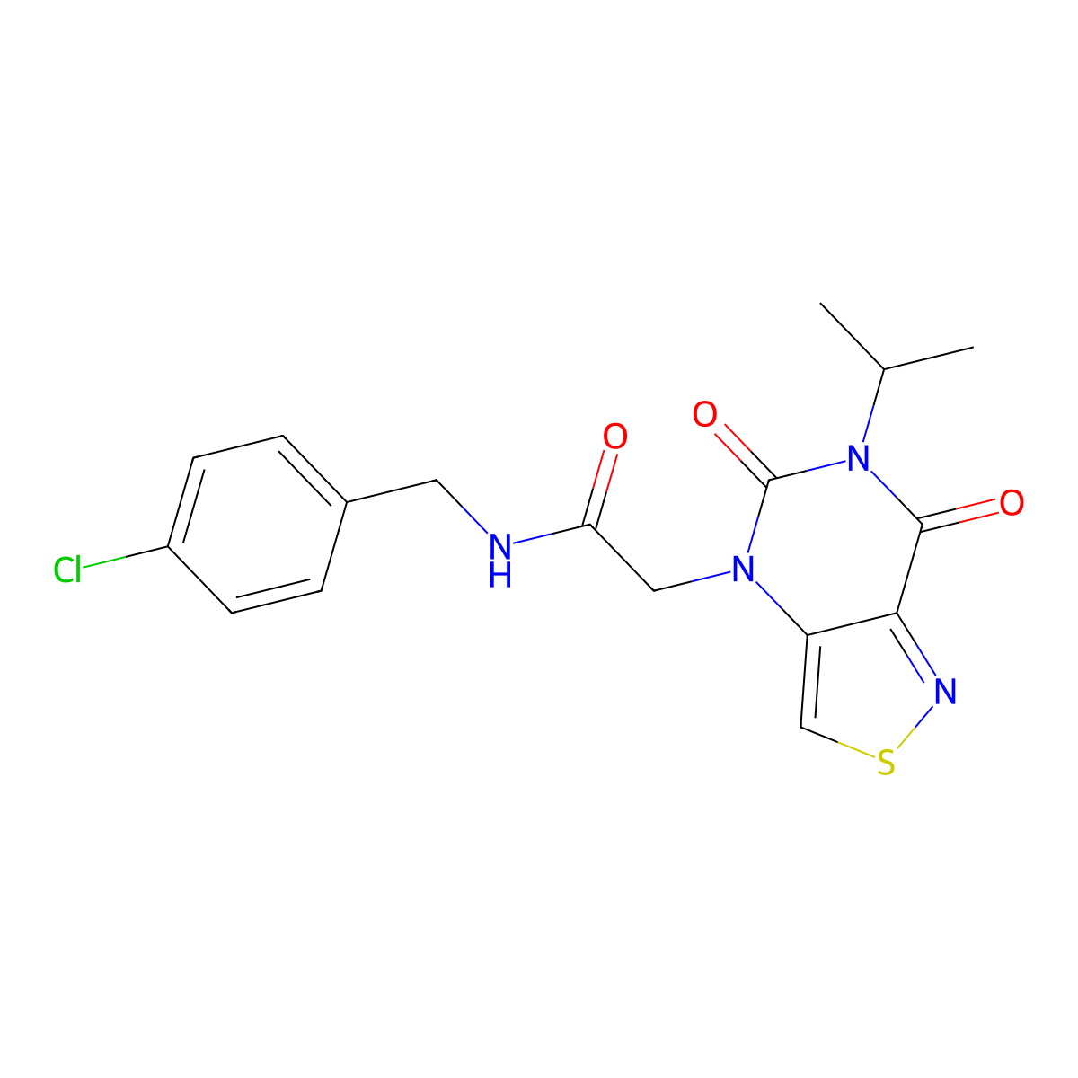 N-(4-chlorobenzyl)-2-(6-isopropyl-5,7-dioxo-6,7-dihydroisothiazolo[4,3-d]pyrimidin-4(5H)-yl)acetamide molecular structure, CAS 1251662-83-5