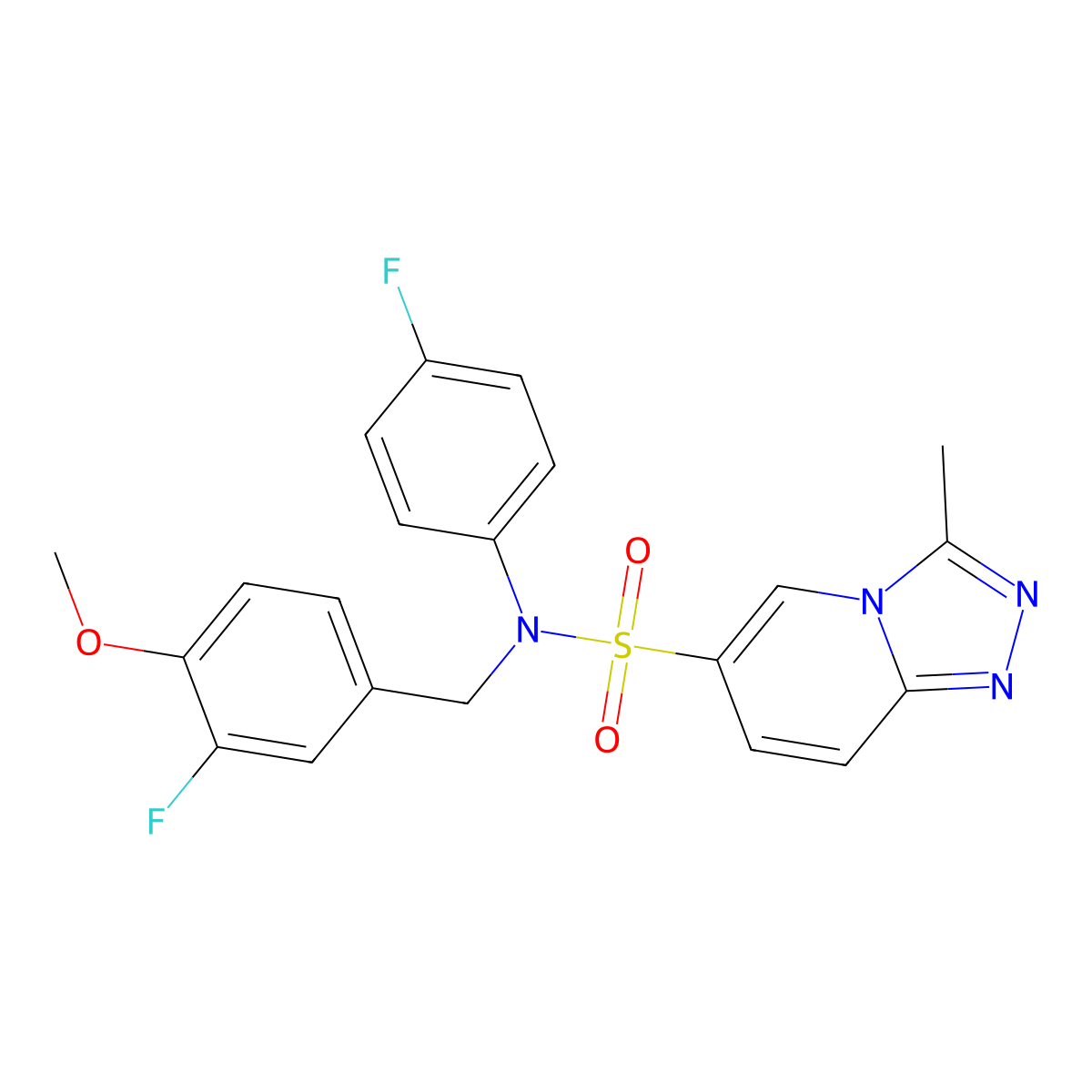N-[(3-fluoro-4-methoxyphenyl)methyl]-N-(4-fluorophenyl)-3-methyl-[1,2,4]triazolo[4,3-a]pyridine-6-sulfonamide molecular structure, CAS 1251663-09-8