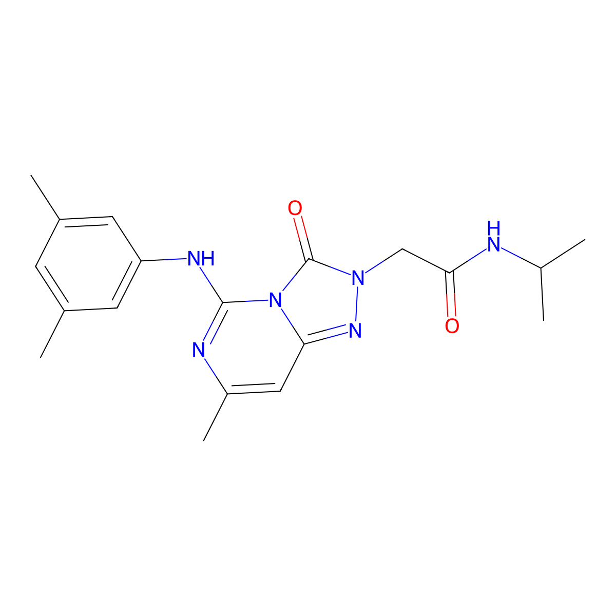 2-{5-[(3,5-dimethylphenyl)amino]-7-methyl-3-oxo-2H,3H-[1,2,4]triazolo[4,3-c]pyrimidin-2-yl}-N-(propan-2-yl)acetamide molecular structure, CAS 1251663-40-7