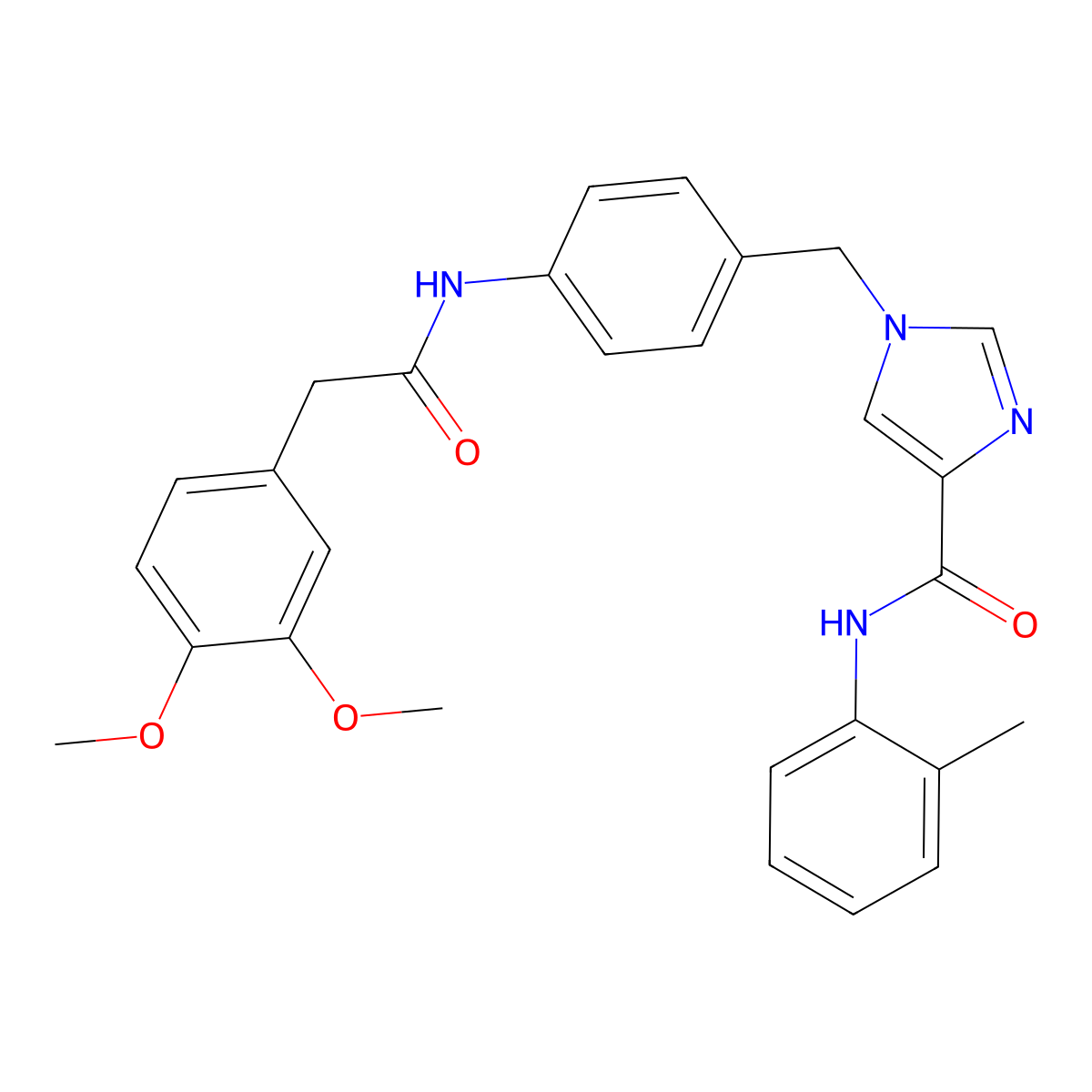 1-(4-(2-(3,4-dimethoxyphenyl)acetamido)benzyl)-N-(o-tolyl)-1H-imidazole-4-carboxamide molecular structure, CAS 1251663-53-2