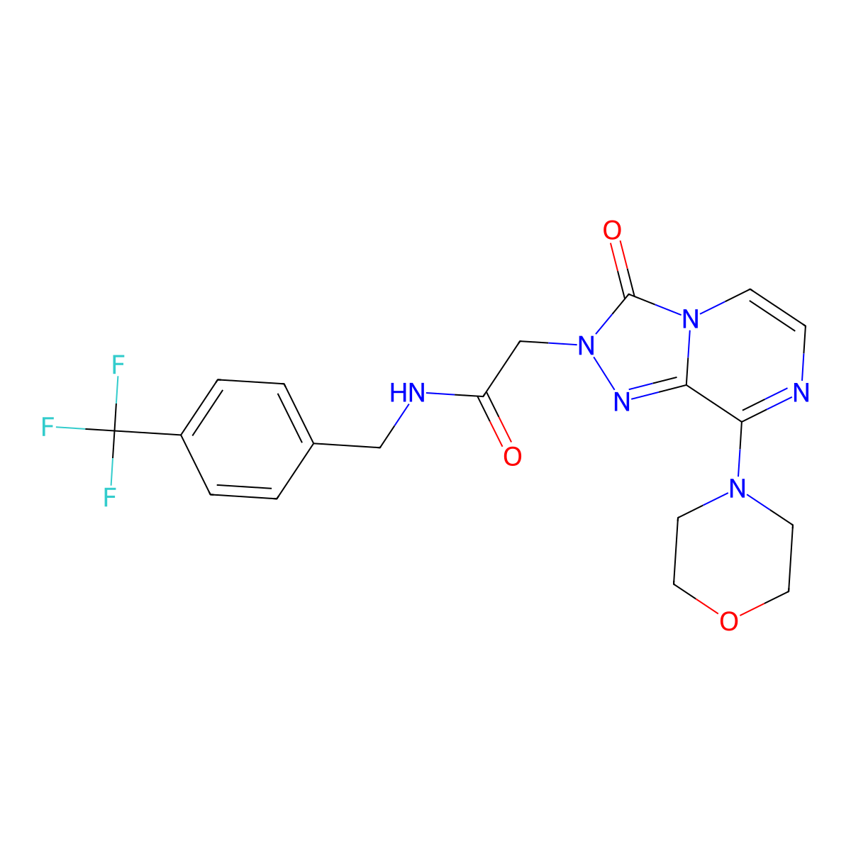 2-[8-(morpholin-4-yl)-3-oxo-2H,3H-[1,2,4]triazolo[4,3-a]pyrazin-2-yl]-N-{[4-(trifluoromethyl)phenyl]methyl}acetamide molecular structure, CAS 1251663-72-5