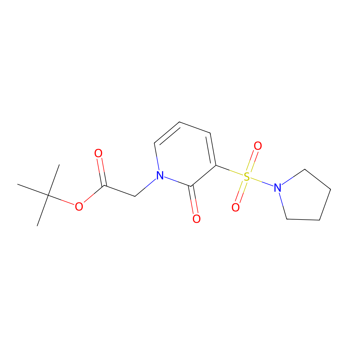 tert-butyl 2-(2-oxo-3-(pyrrolidin-1-ylsulfonyl)pyridin-1(2H)-yl)acetate molecular structure, CAS 1251664-23-9