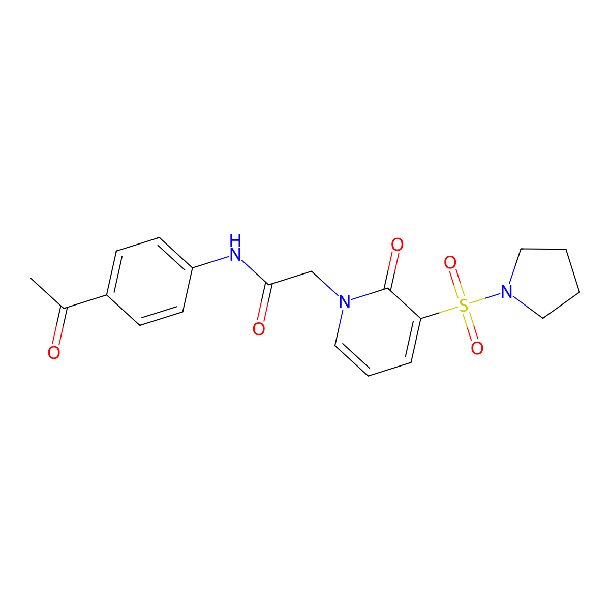 N-(4-acetylphenyl)-2-(2-oxo-3-(pyrrolidin-1-ylsulfonyl)pyridin-1(2H)-yl)acetamide molecular structure, CAS 1251664-39-7