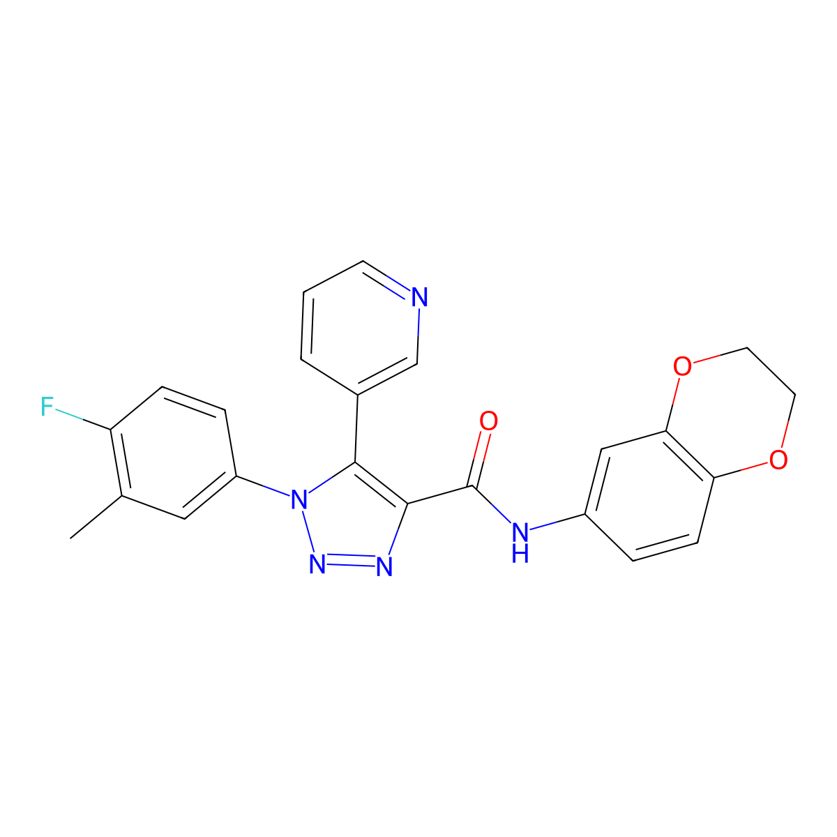 N-(2,3-dihydro-1,4-benzodioxin-6-yl)-1-(4-fluoro-3-methylphenyl)-5-(pyridin-3-yl)-1H-1,2,3-triazole-4-carboxamide molecular structure, CAS 1251665-27-6