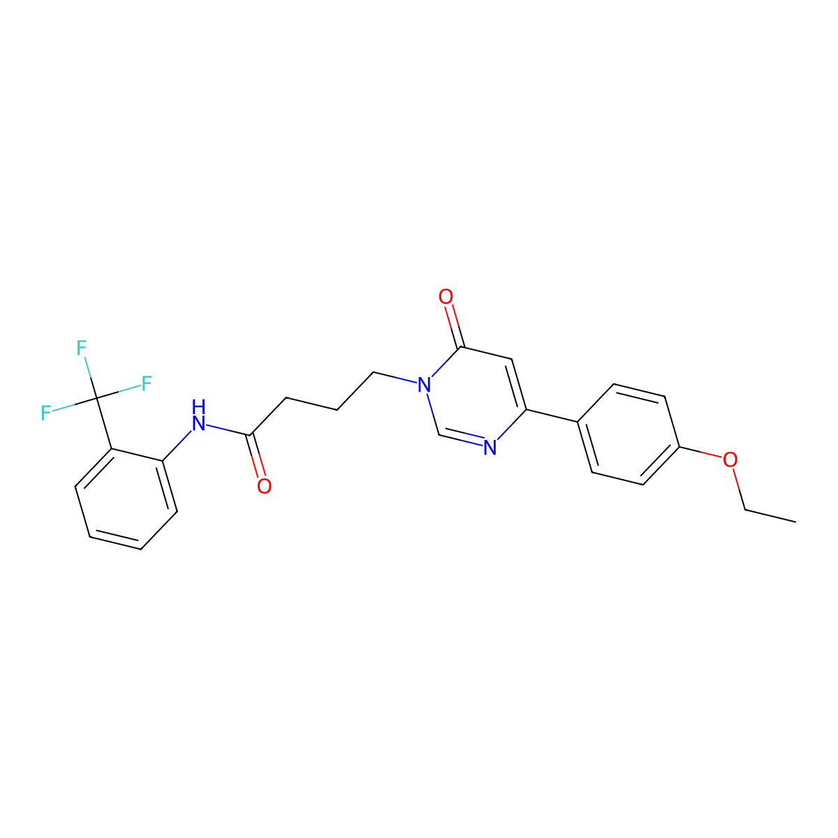 4-(4-(4-ethoxyphenyl)-6-oxopyrimidin-1(6H)-yl)-N-(2-(trifluoromethyl)phenyl)butanamide molecular structure, CAS 1251666-34-8
