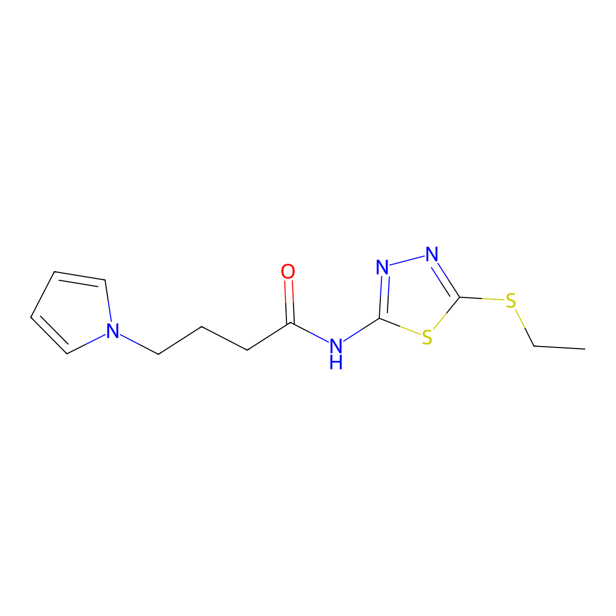 N-(5-(ethylthio)-1,3,4-thiadiazol-2-yl)-4-(1H-pyrrol-1-yl)butanamide molecular structure, CAS 1251666-97-3