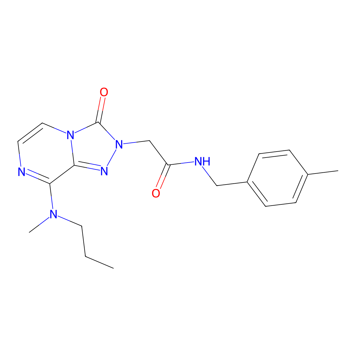 2-{8-[methyl(propyl)amino]-3-oxo-2H,3H-[1,2,4]triazolo[4,3-a]pyrazin-2-yl}-N-[(4-methylphenyl)methyl]acetamide molecular structure, CAS 1251666-99-5