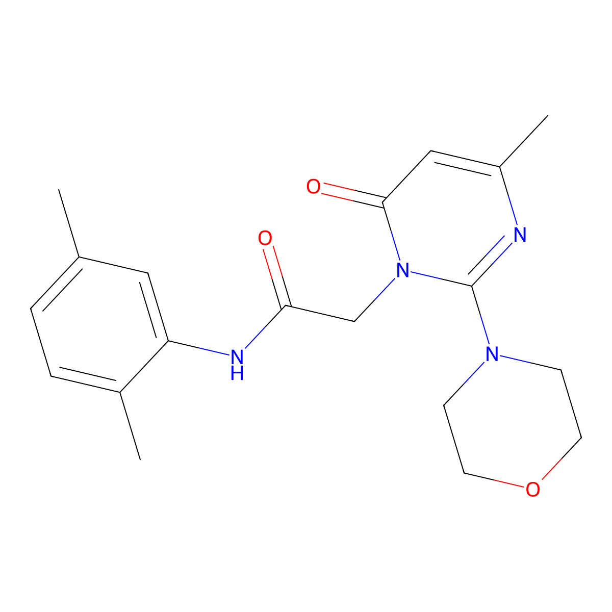 N-(2,5-dimethylphenyl)-2-[4-methyl-2-(morpholin-4-yl)-6-oxo-1,6-dihydropyrimidin-1-yl]acetamide molecular structure, CAS 1251667-63-6