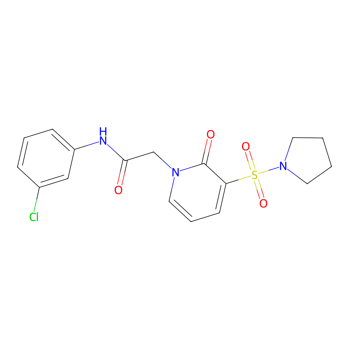 N-(3-chlorophenyl)-2-[2-oxo-3-(pyrrolidine-1-sulfonyl)-1,2-dihydropyridin-1-yl]acetamide molecular structure, CAS 1251667-74-9