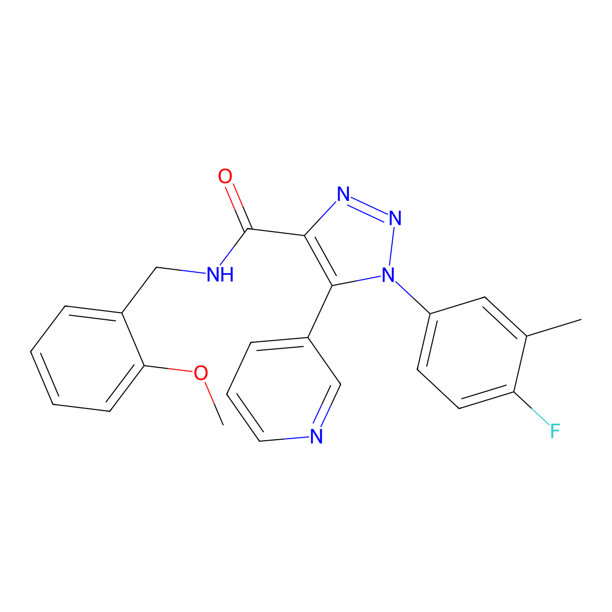 1-(4-fluoro-3-methylphenyl)-N-[(2-methoxyphenyl)methyl]-5-(pyridin-3-yl)-1H-1,2,3-triazole-4-carboxamide molecular structure, CAS 1251667-78-3