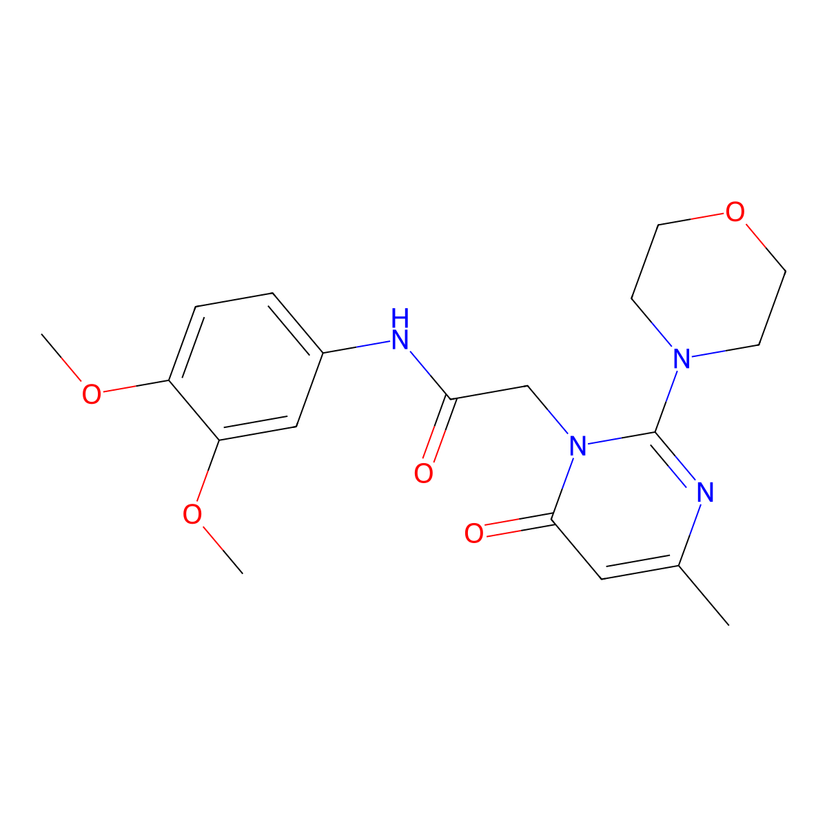 N-(3,4-dimethoxyphenyl)-2-[4-methyl-2-(morpholin-4-yl)-6-oxo-1,6-dihydropyrimidin-1-yl]acetamide molecular structure, CAS 1251667-79-4
