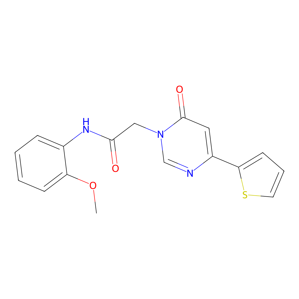 N-(2-methoxyphenyl)-2-(6-oxo-4-(thiophen-2-yl)pyrimidin-1(6H)-yl)acetamide molecular structure, CAS 1251667-80-7
