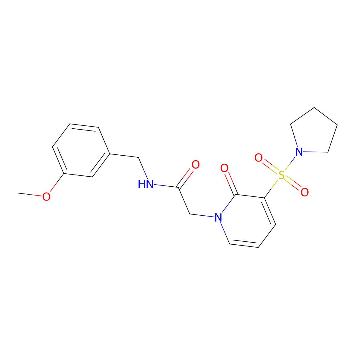 N-(3-methoxybenzyl)-2-(2-oxo-3-(pyrrolidin-1-ylsulfonyl)pyridin-1(2H)-yl)acetamide molecular structure, CAS 1251667-88-5