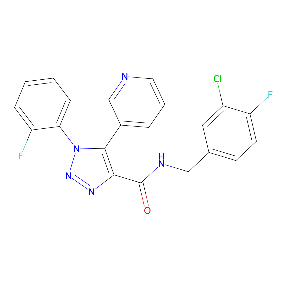 N-[(3-chloro-4-fluorophenyl)methyl]-1-(2-fluorophenyl)-5-(pyridin-3-yl)-1H-1,2,3-triazole-4-carboxamide molecular structure, CAS 1251669-66-5