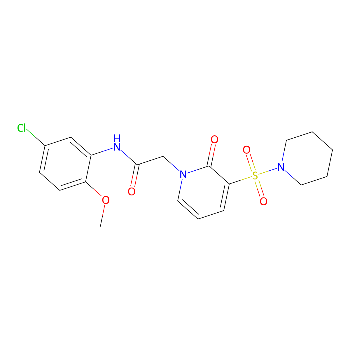 N-(5-chloro-2-methoxyphenyl)-2-(2-oxo-3-(piperidin-1-ylsulfonyl)pyridin-1(2H)-yl)acetamide molecular structure, CAS 1251669-69-8
