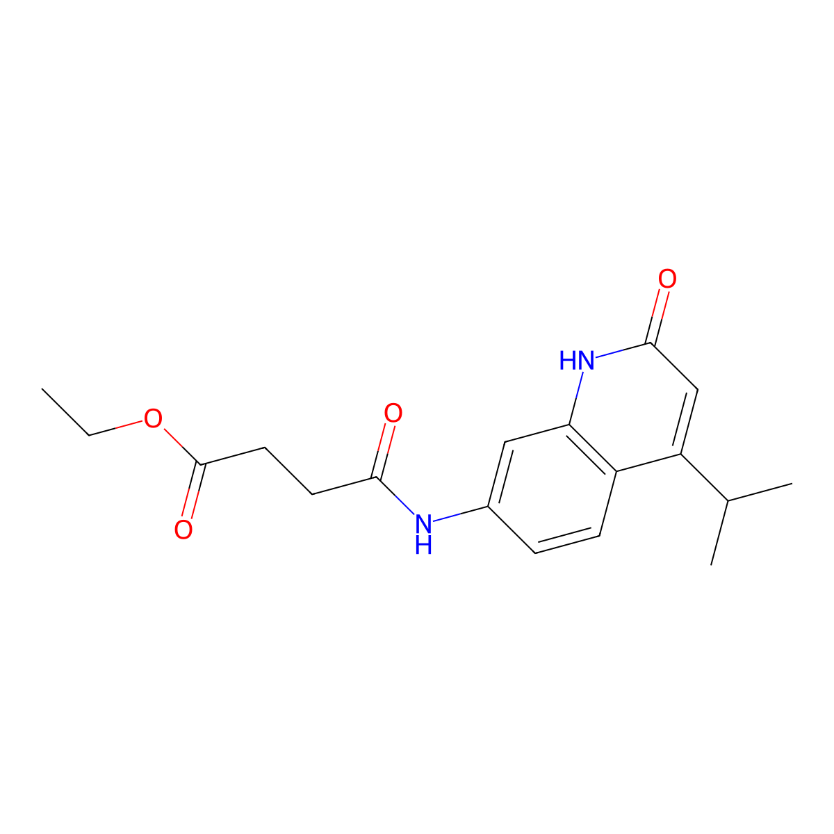 Ethyl 4-((4-isopropyl-2-oxo-1,2-dihydroquinolin-7-yl)amino)-4-oxobutanoate molecular structure, CAS 1251669-71-2