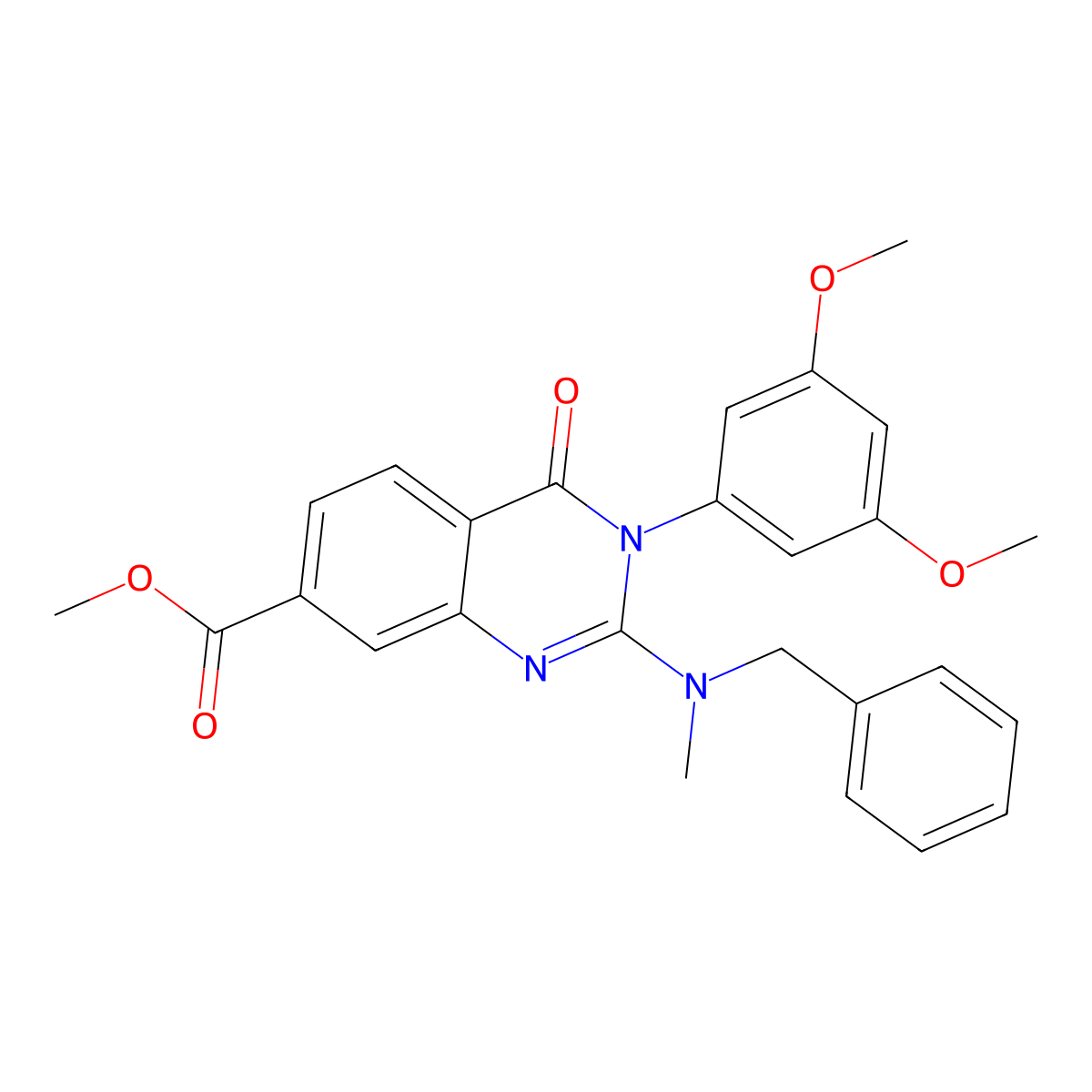 Methyl 2-[benzyl(methyl)amino]-3-(3,5-dimethoxyphenyl)-4-oxo-3,4-dihydroquinazoline-7-carboxylate molecular structure, CAS 1251669-75-6