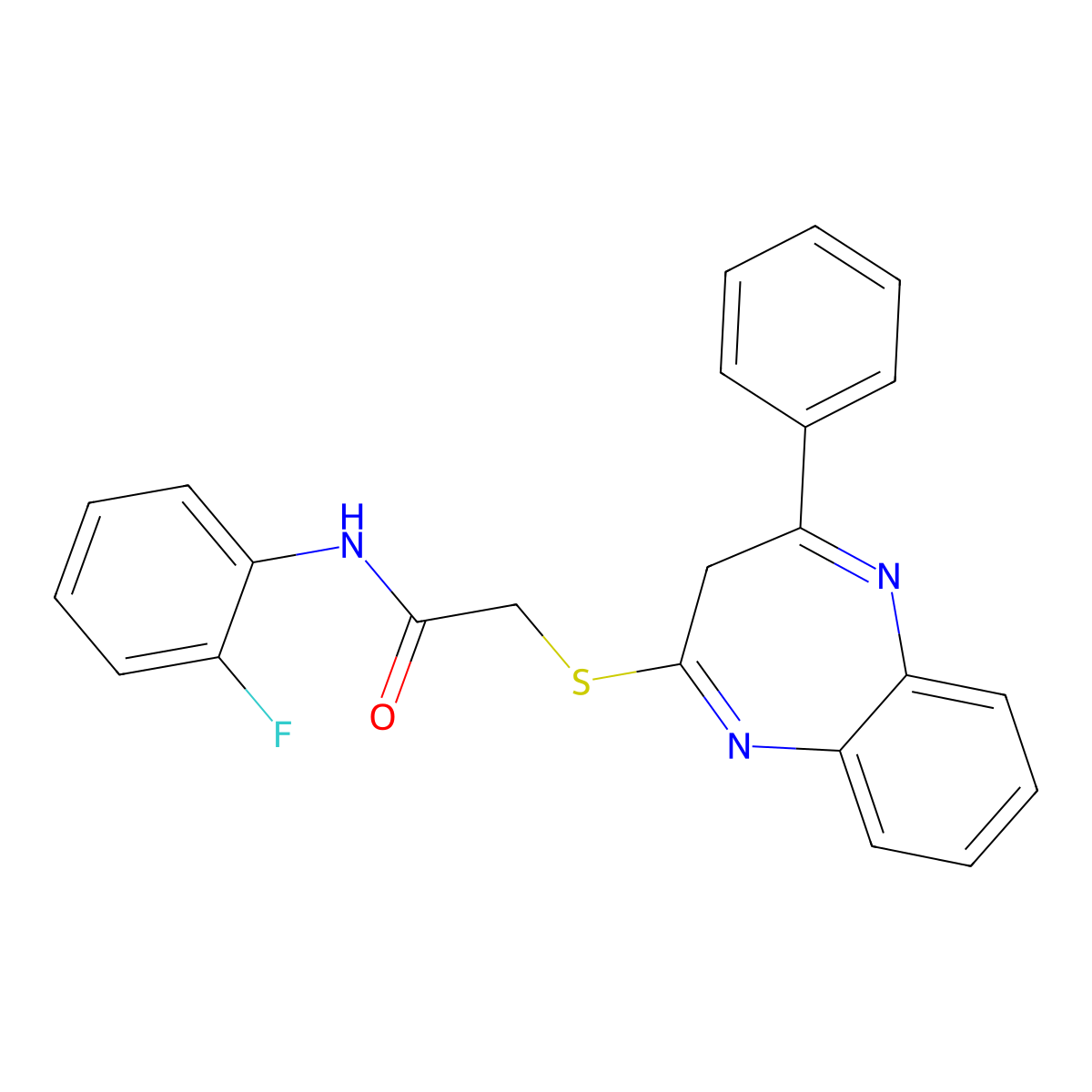 N-(2-Fluorophenyl)-2-[(4-phenyl-3H-1,5-benzodiazepin-2-YL)sulfanyl]acetamide molecular structure, CAS 1251669-76-7