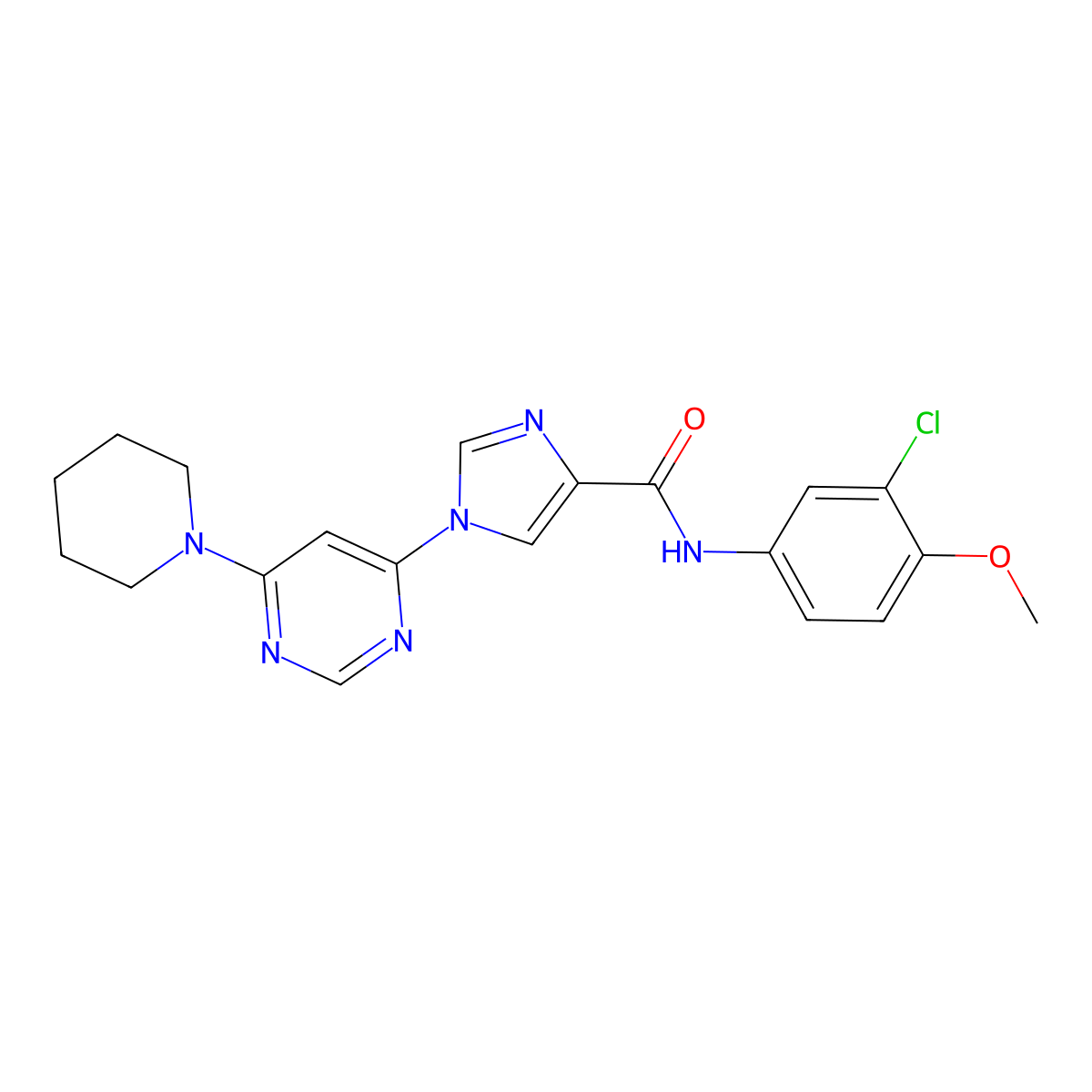 N-(3-chloro-4-methoxyphenyl)-1-[6-(piperidin-1-yl)pyrimidin-4-yl]-1H-imidazole-4-carboxamide molecular structure, CAS 1251669-77-8