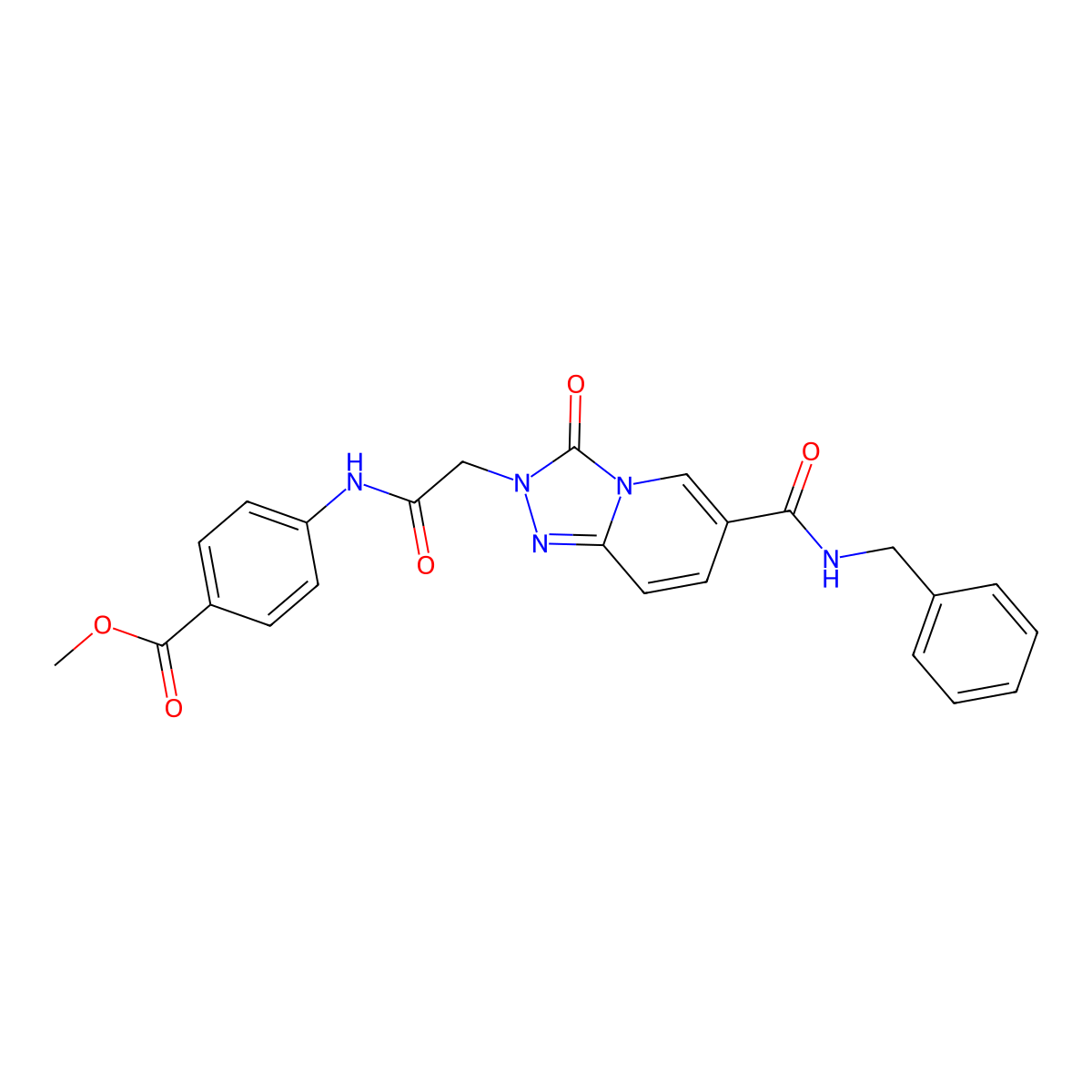 methyl 4-{2-[6-(benzylcarbamoyl)-3-oxo-2H,3H-[1,2,4]triazolo[4,3-a]pyridin-2-yl]acetamido}benzoate molecular structure, CAS 1251669-83-6