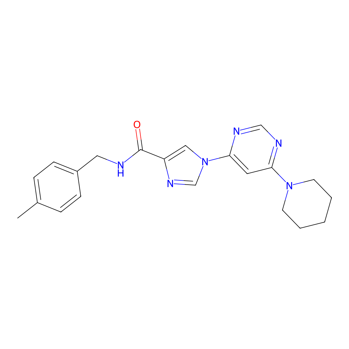 N-[(4-methylphenyl)methyl]-1-[6-(piperidin-1-yl)pyrimidin-4-yl]-1H-imidazole-4-carboxamide molecular structure, CAS 1251669-89-2