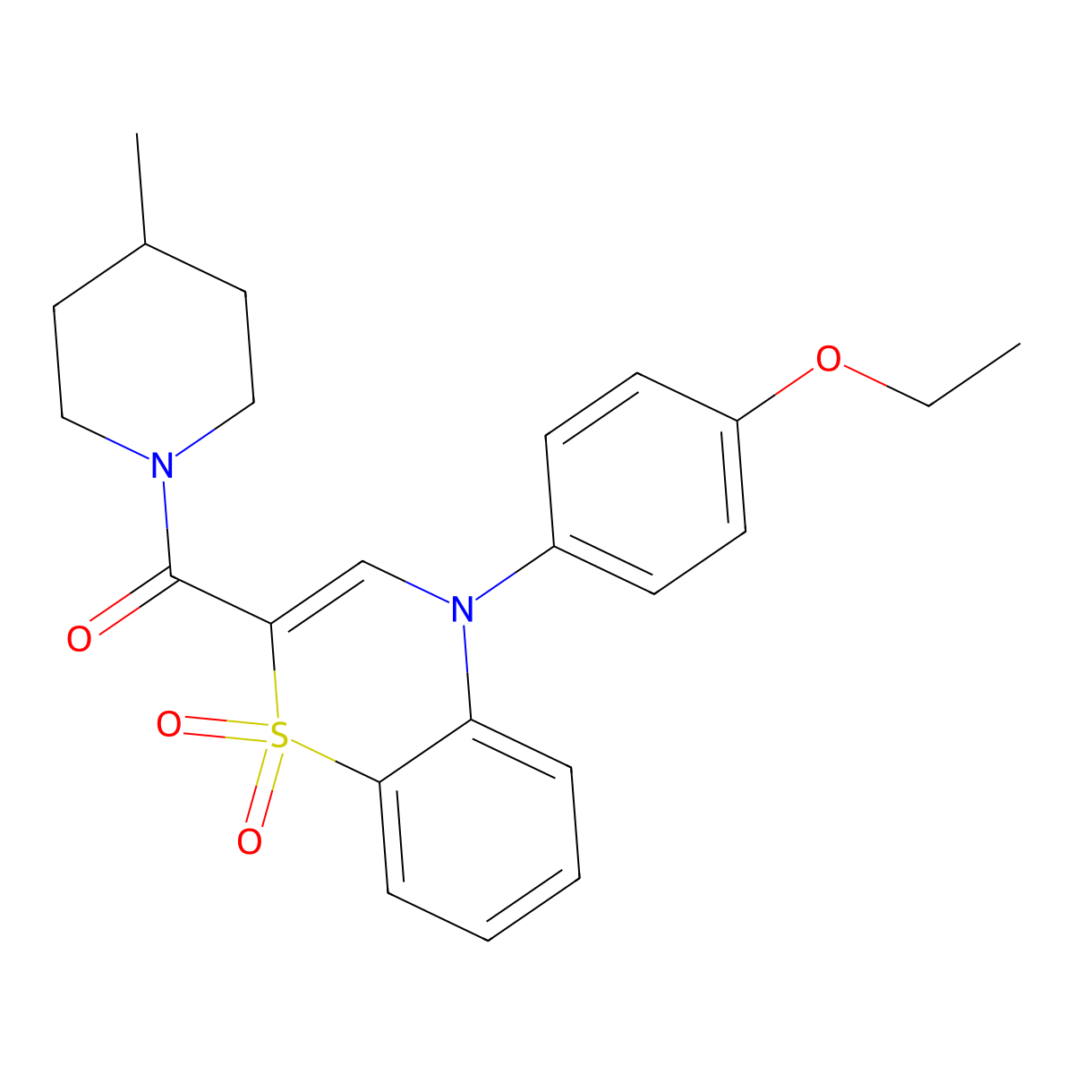 4-(4-ethoxyphenyl)-2-(4-methylpiperidine-1-carbonyl)-4H-1lambda6,4-benzothiazine-1,1-dione molecular structure, CAS 1251669-93-8