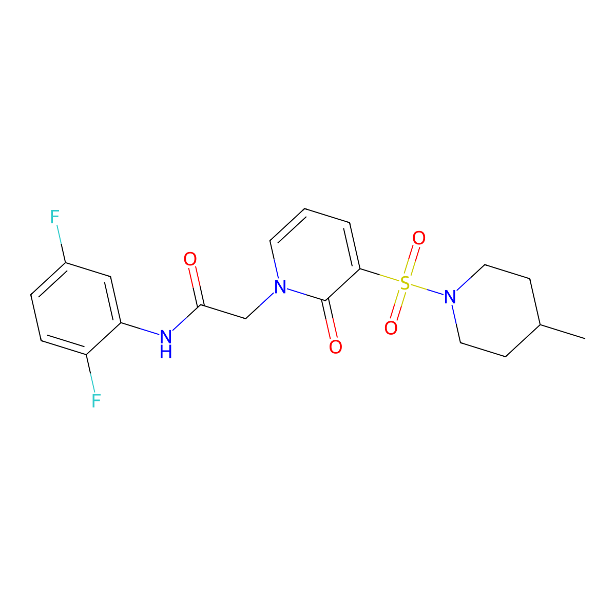 N-(2,5-difluorophenyl)-2-(3-((4-methylpiperidin-1-yl)sulfonyl)-2-oxopyridin-1(2H)-yl)acetamide molecular structure, CAS 1251669-96-1