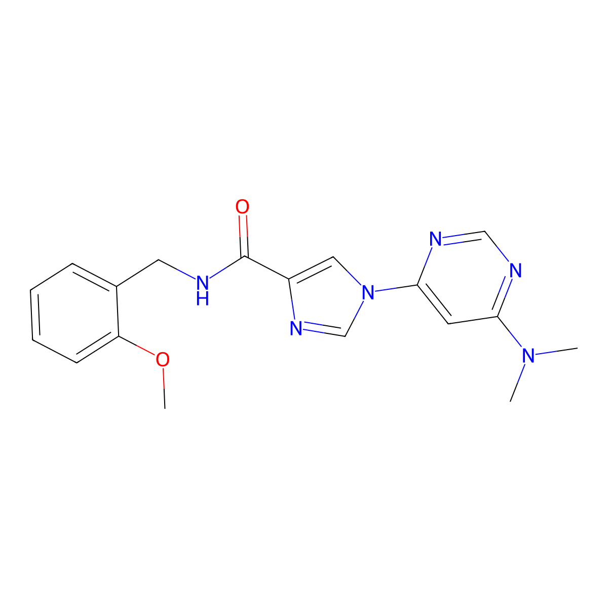 1-(6-(dimethylamino)pyrimidin-4-yl)-N-(2-methoxybenzyl)-1H-imidazole-4-carboxamide molecular structure, CAS 1251669-98-3
