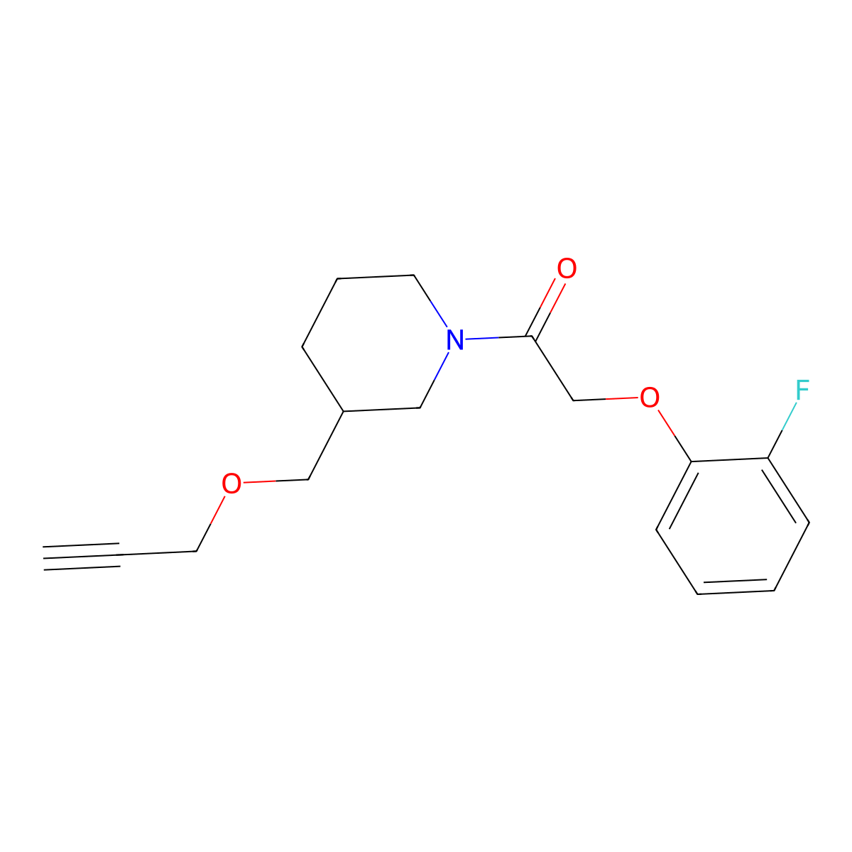2-(2-Fluorophenoxy)-1-(3-((prop-2-yn-1-yloxy)methyl)piperidin-1-yl)ethanone molecular structure, CAS 1251670-00-4