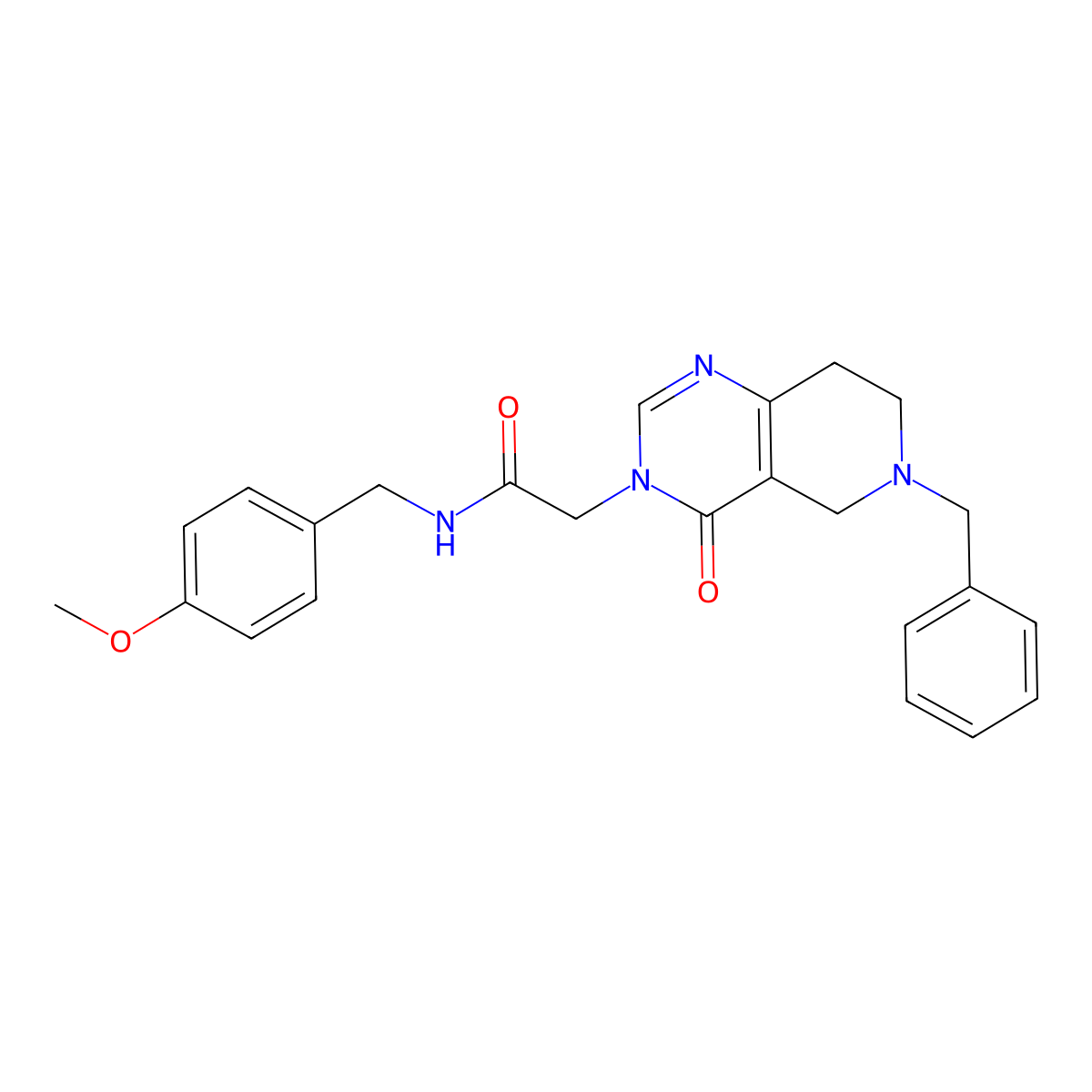 2-(6-benzyl-4-oxo-5,6,7,8-tetrahydropyrido[4,3-d]pyrimidin-3(4H)-yl)-N-(4-methoxybenzyl)acetamide molecular structure, CAS 1251670-06-0