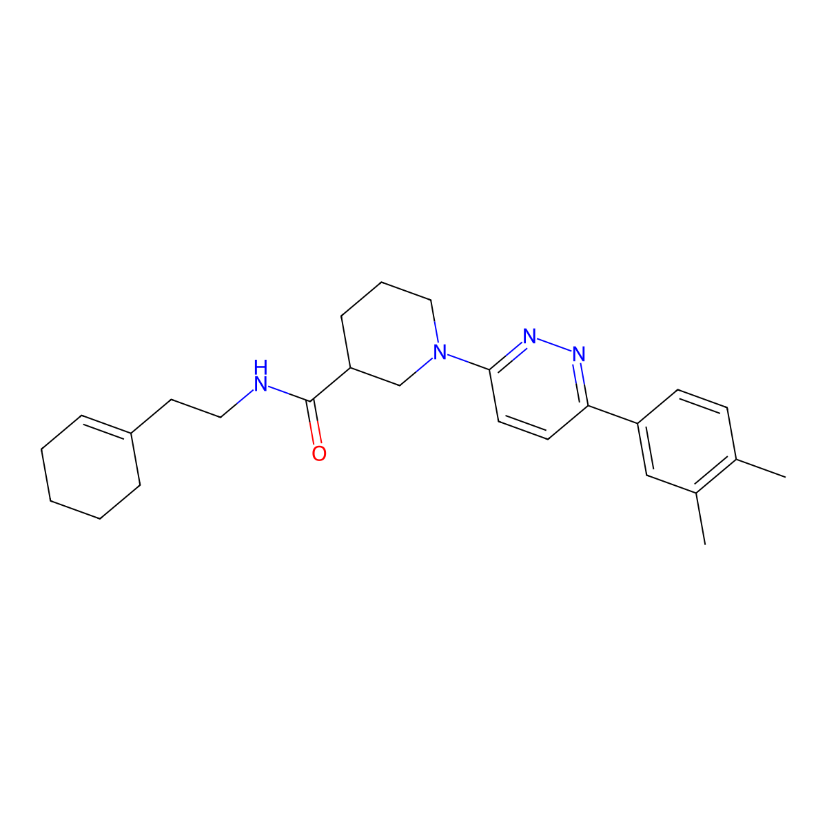 N-[2-(cyclohex-1-en-1-yl)ethyl]-1-[6-(3,4-dimethylphenyl)pyridazin-3-yl]piperidine-3-carboxamide molecular structure, CAS 1251670-14-0